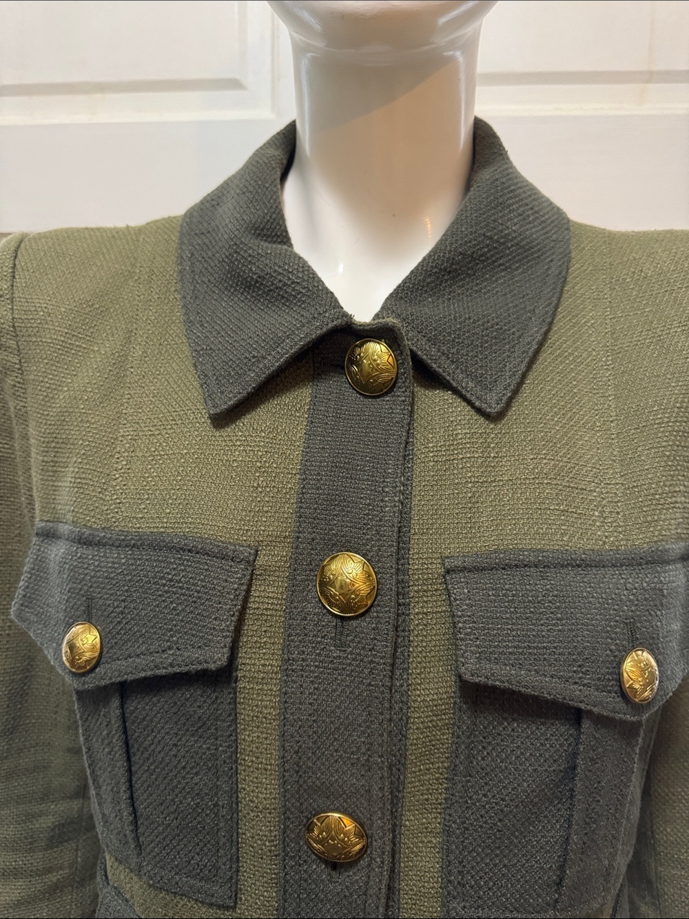 Veronica Beard Sonoma in Army & Loden Olive Military-Style Belted Jacket Size 6 - Picture 3 of 16